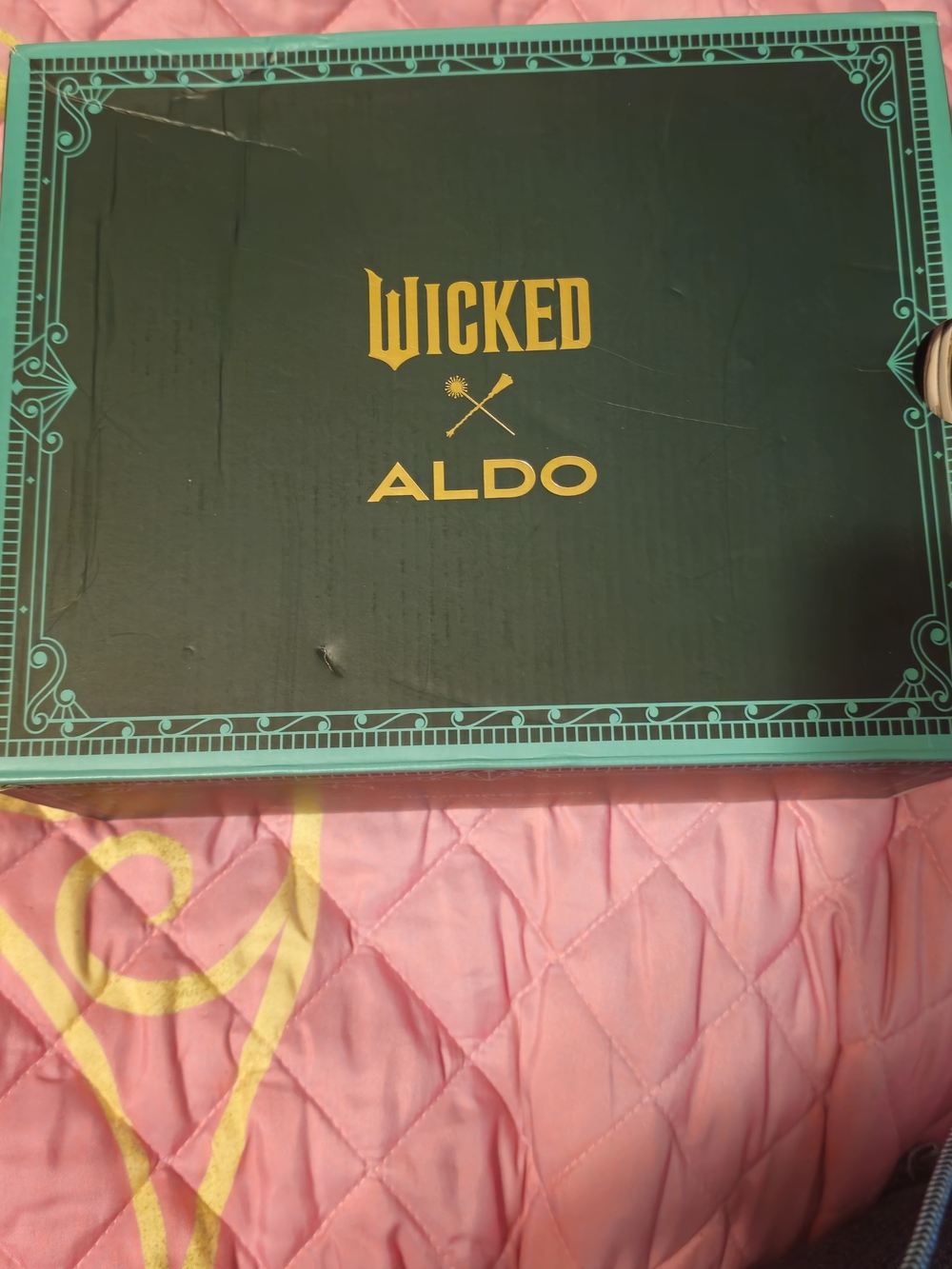 Wicked x ALDO Shoe Box - Teal & Gold with hard to find stunning Glinda heels.